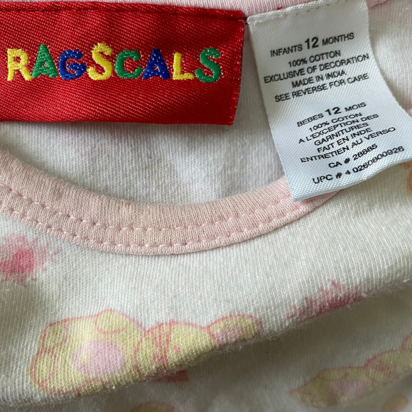 Vintage 90's Ragscals Baby Girl Pink One-Piece Romper 12 Months Bunnies & Hearts - Picture 2 of 5